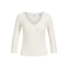 JJXX Fifi 3/4 ærme rib V-hals bluse - Antique White