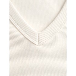 JJXX Fifi 3/4 ærme rib V-hals bluse - Antique White