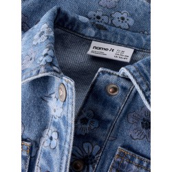 NAME IT MINI Joy denimjakke - Medium Blue Denim / FLOWER