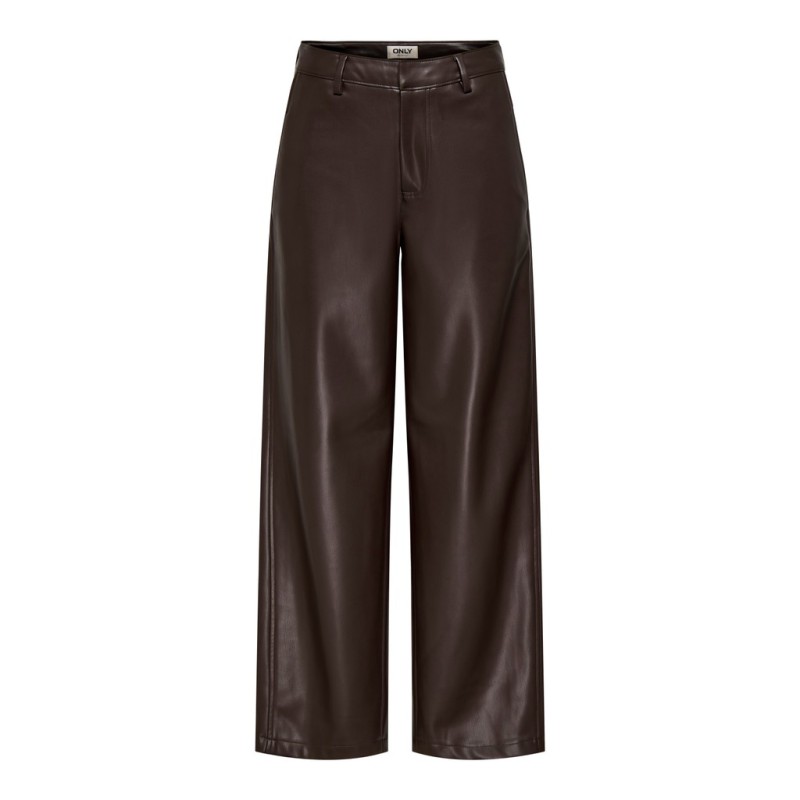 ONLY Neli faux leather barrel bukser - Chocolate Torte