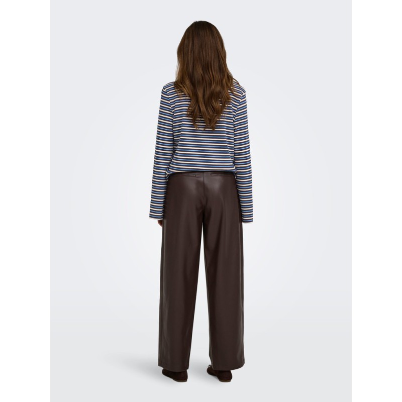 ONLY Neli faux leather barrel bukser - Chocolate Torte
