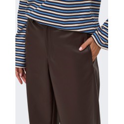 ONLY Neli faux leather barrel bukser - Chocolate Torte