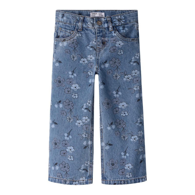 NAME IT MINI Rose wide jeans - Medium Blue Denim / FLOWER