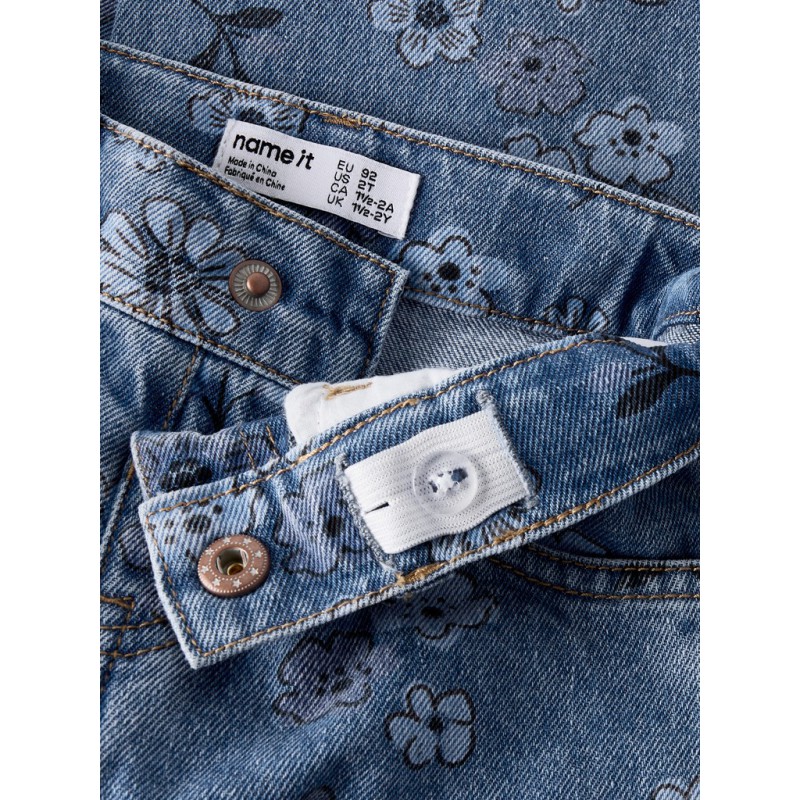 NAME IT MINI Rose wide jeans - Medium Blue Denim / FLOWER
