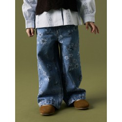 NAME IT MINI Rose wide jeans - Medium Blue Denim / FLOWER
