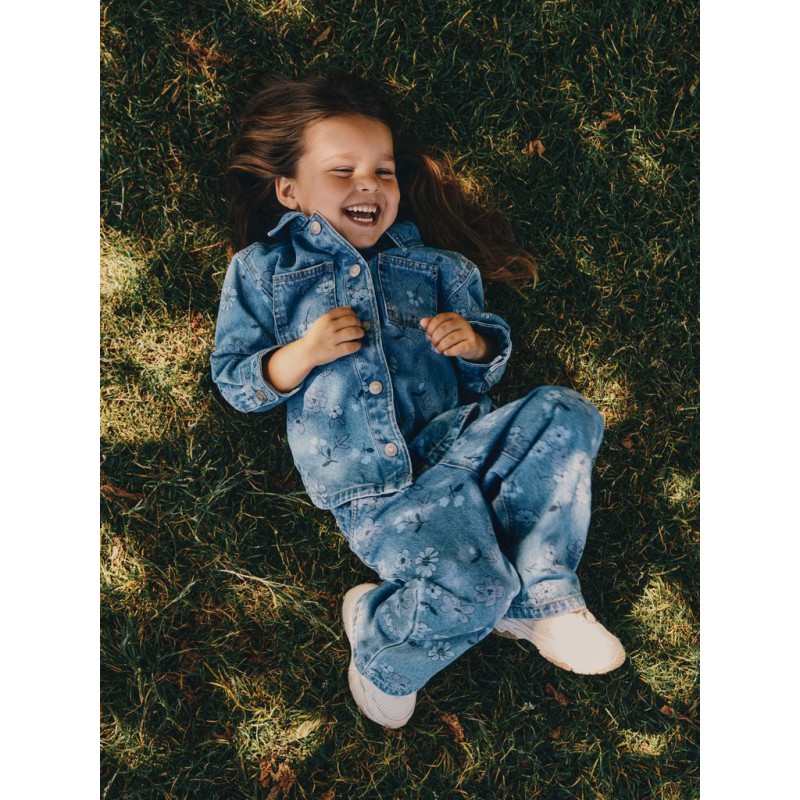 NAME IT MINI Rose wide jeans - Medium Blue Denim / FLOWER