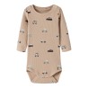 NAME IT BABY Ottoman langærmet body - Sesame