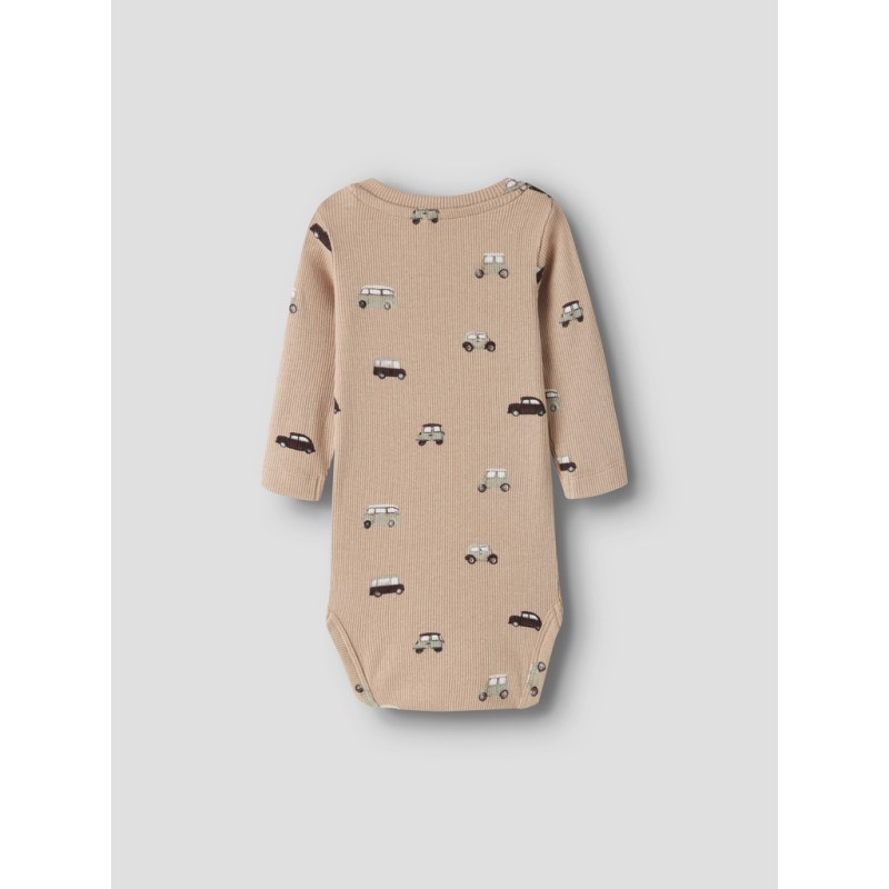 NAME IT BABY Ottoman langærmet body - Sesame