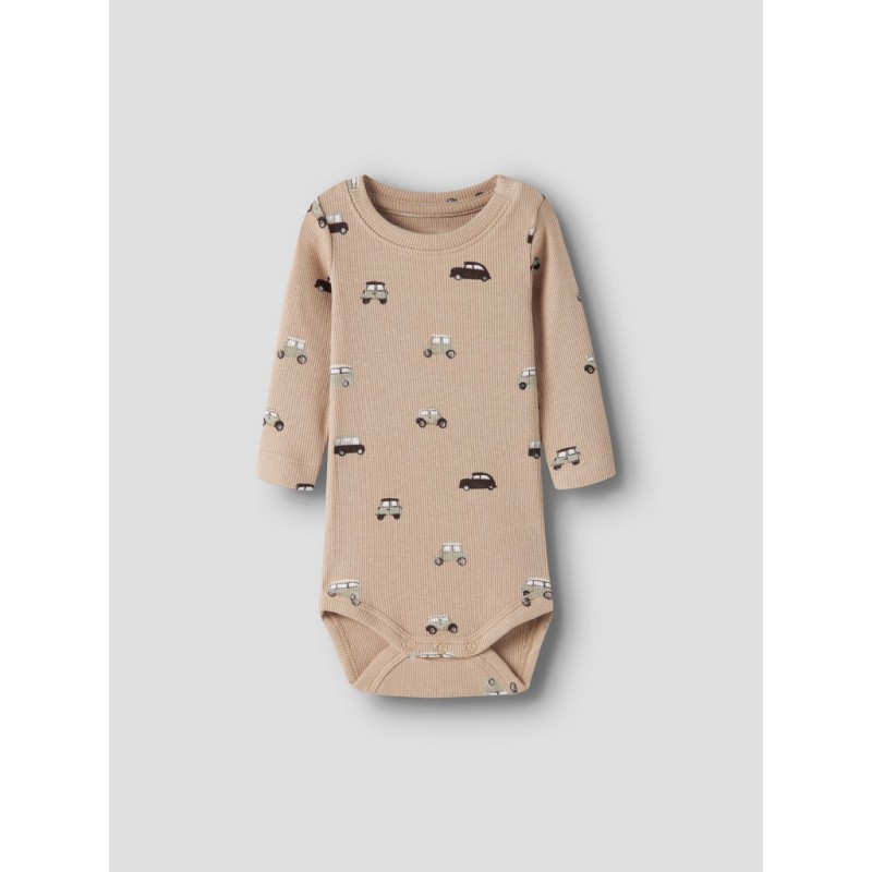 NAME IT BABY Ottoman langærmet body - Sesame