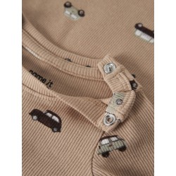 NAME IT BABY Ottoman langærmet body - Sesame