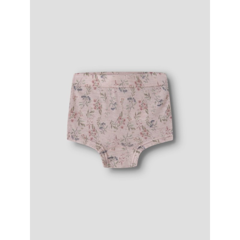 NAME IT MINI Wang uld underbukser - Violet Ice / FLOWERS / LEAFS