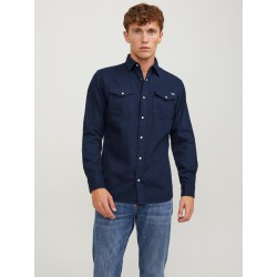 JACK & JONES Sheridan langærmet skjorte - Dark Navy / SLIM