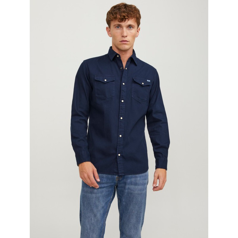 JACK & JONES Sheridan langærmet skjorte - Dark Navy / SLIM