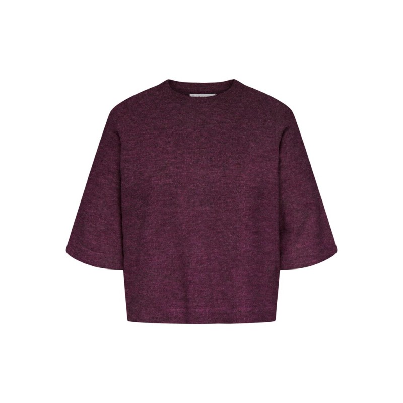 ONLY CARMAKOMA Simoni 3/4 strik pullover - Mauve Wine / MELANGE