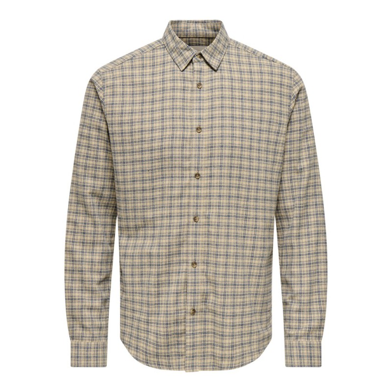 ONLY & SONS Gudmund langærmet skjorte - Chinchilla / BLUE NIGHTS