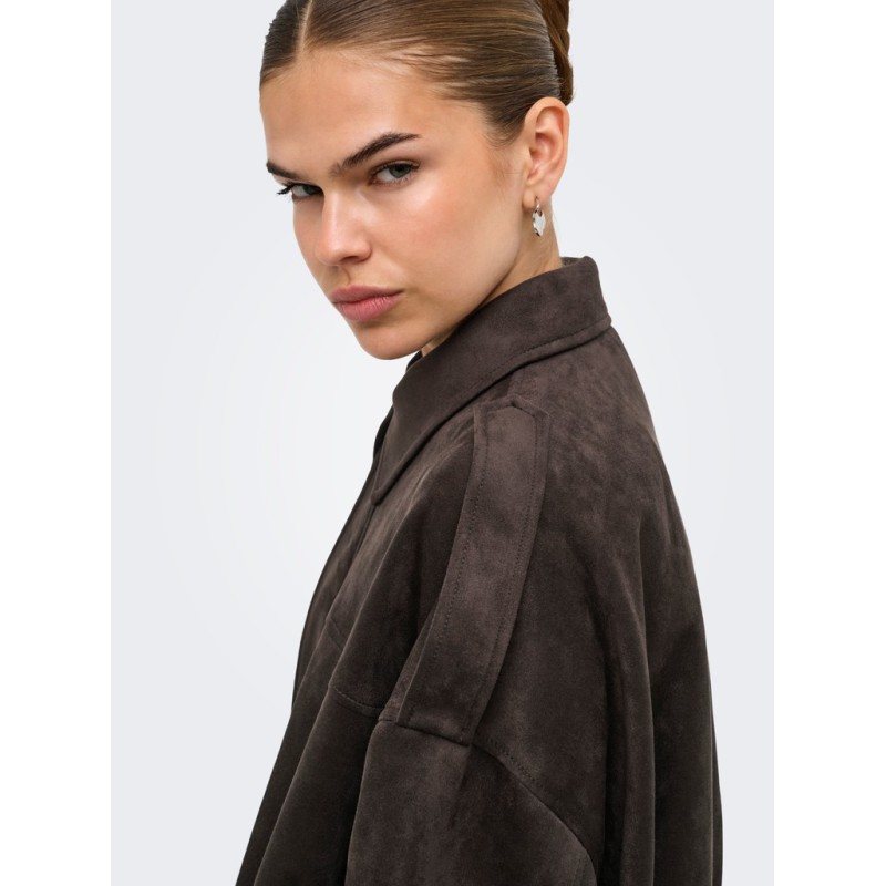 ONLY Moon-Stina faux læder bomber Jakke - Chocolate Torte