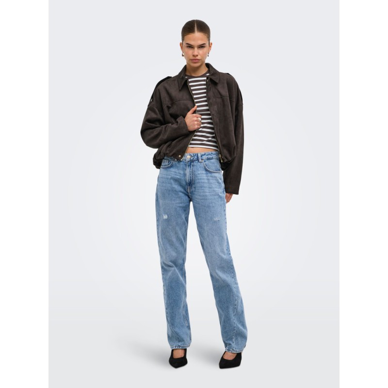 ONLY Moon-Stina faux læder bomber Jakke - Chocolate Torte