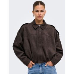 ONLY Moon-Stina faux læder bomber Jakke - Chocolate Torte