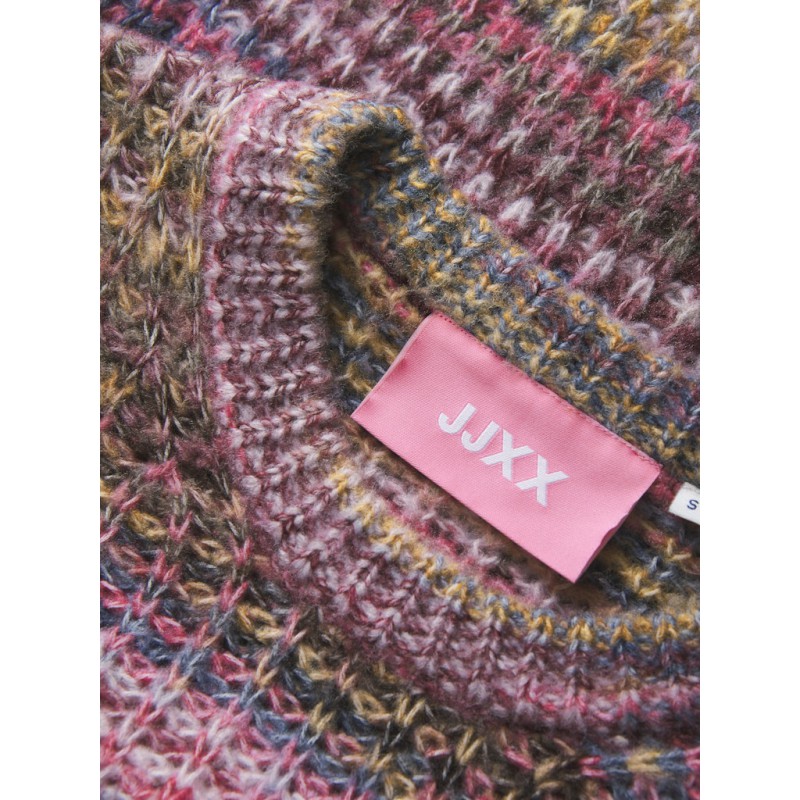 JJXX Simone striktrøje - Cabernet Stripes / MULTI SPACE DYE