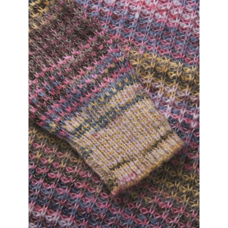 JJXX Simone striktrøje - Cabernet Stripes / MULTI SPACE DYE
