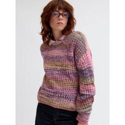 JJXX Simone striktrøje - Cabernet Stripes / MULTI SPACE DYE
