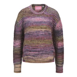 JJXX Simone striktrøje - Cabernet Stripes / MULTI SPACE DYE