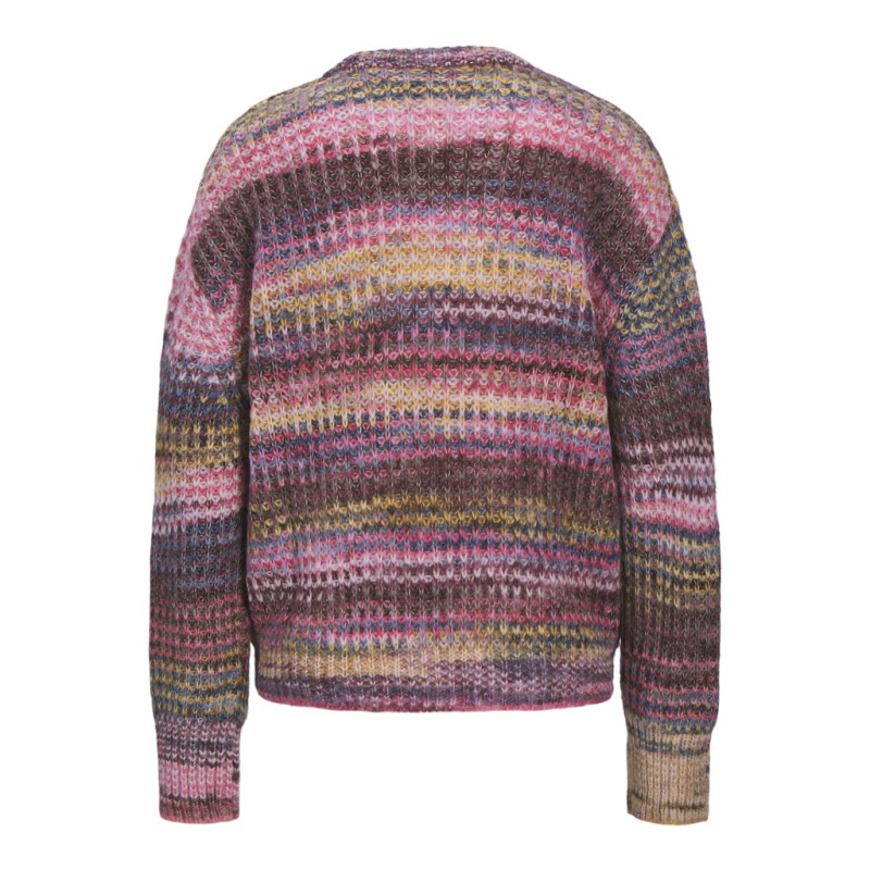 JJXX Simone striktrøje - Cabernet Stripes / MULTI SPACE DYE