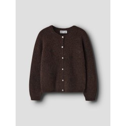 NAME IT KIDS Rifey langærmet strikcardigan - Chocolate Plum