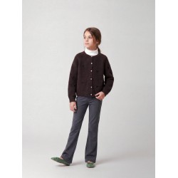 NAME IT KIDS Rifey langærmet strikcardigan - Chocolate Plum