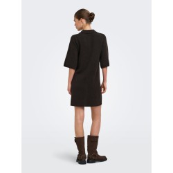 ONLY Alivia strikkjole - Coffee Bean / Button / Melange