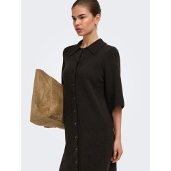 ONLY Alivia strikkjole - Coffee Bean / Button / Melange