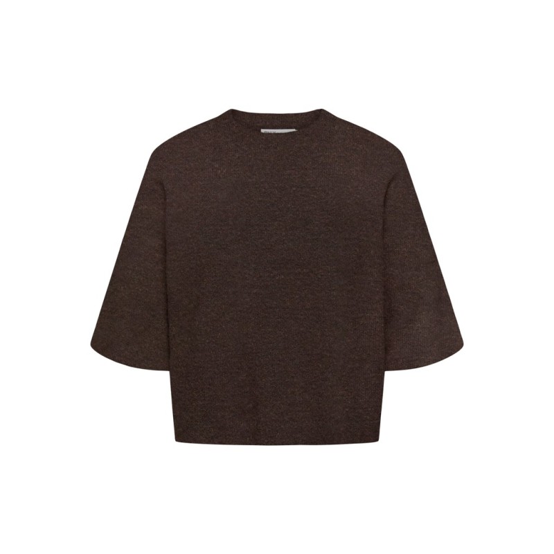 ONLY CARMAKOMA Simoni 3/4 strik pullover - Coffee Bean / MELANGE