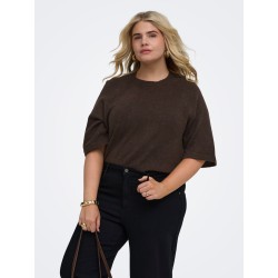 ONLY CARMAKOMA Simoni 3/4 strik pullover - Coffee Bean / MELANGE