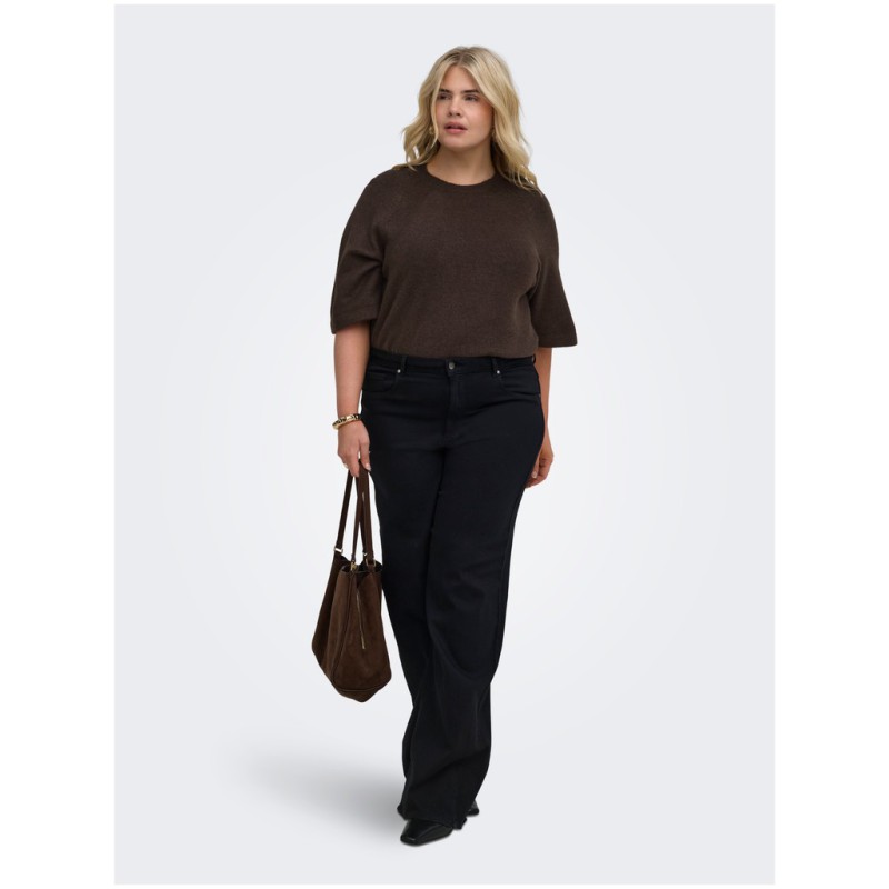 ONLY CARMAKOMA Simoni 3/4 strik pullover - Coffee Bean / MELANGE