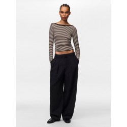 PIECES Olivia mid waist barrel bukser - Black
