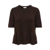 JDY Brilliant life peplum kortærmet strikbluse - Coffee Bean / MELANGE