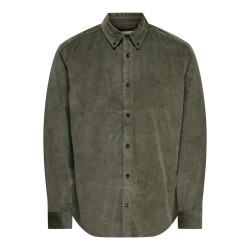 ONLY & SONS Michael langærmet fløjl skjorte - Castor Gray