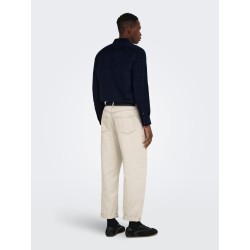 ONLY & SONS Michael langærmet fløjl skjorte - Dark Sapphire