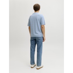 JJ REBEL Callum Strik Polo S/S - Faded Denim