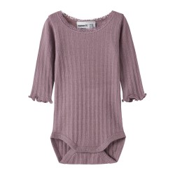 NAME IT BABY Wossa rib langærmet body - Toadstool