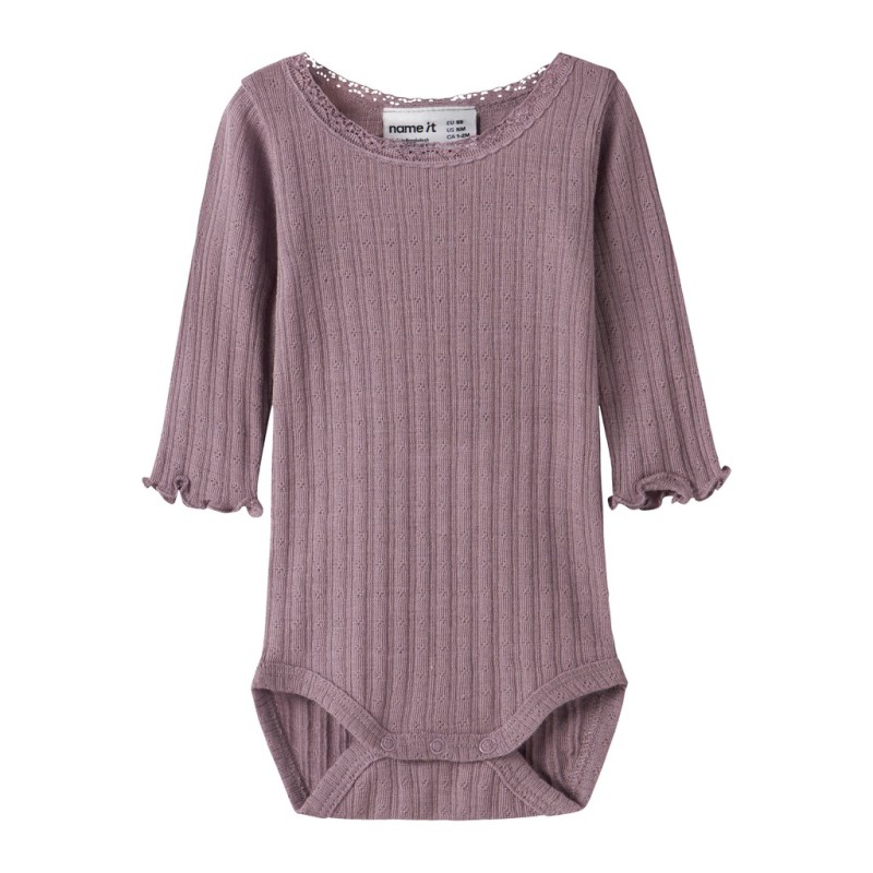 NAME IT BABY Wossa rib langærmet body - Toadstool