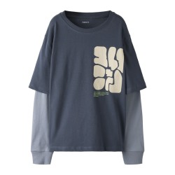 NAME IT Nasim langærmet bluse - Ombre Blue