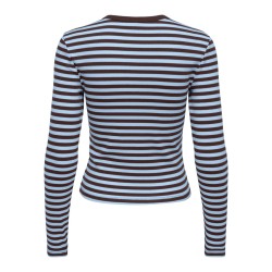 ONLY Val langærmet stribet bluse - Coffee Bean / Cashmere Blue