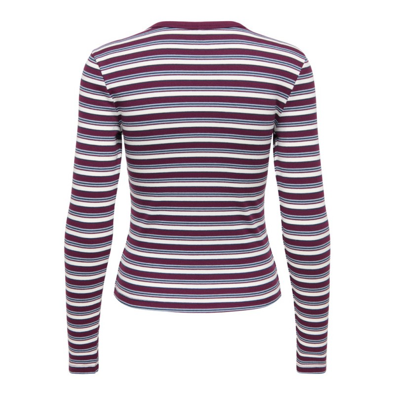 ONLY Val langærmet stribet bluse -  Fig / Dusty blue