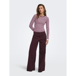 ONLY Val langærmet stribet bluse - Fig / Pale lilac