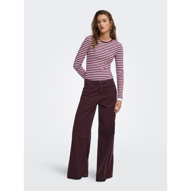 ONLY Val langærmet stribet bluse - Fig / Pale lilac