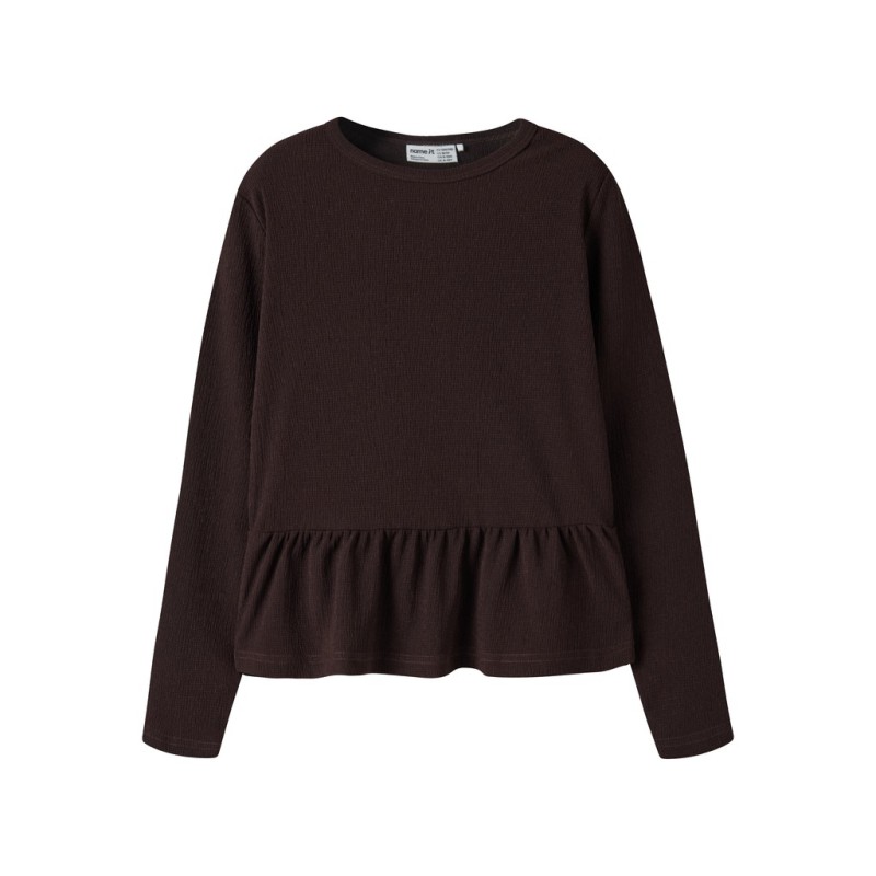 NAME IT KIDS Namsa langærmet bluse - Chocolate Plum