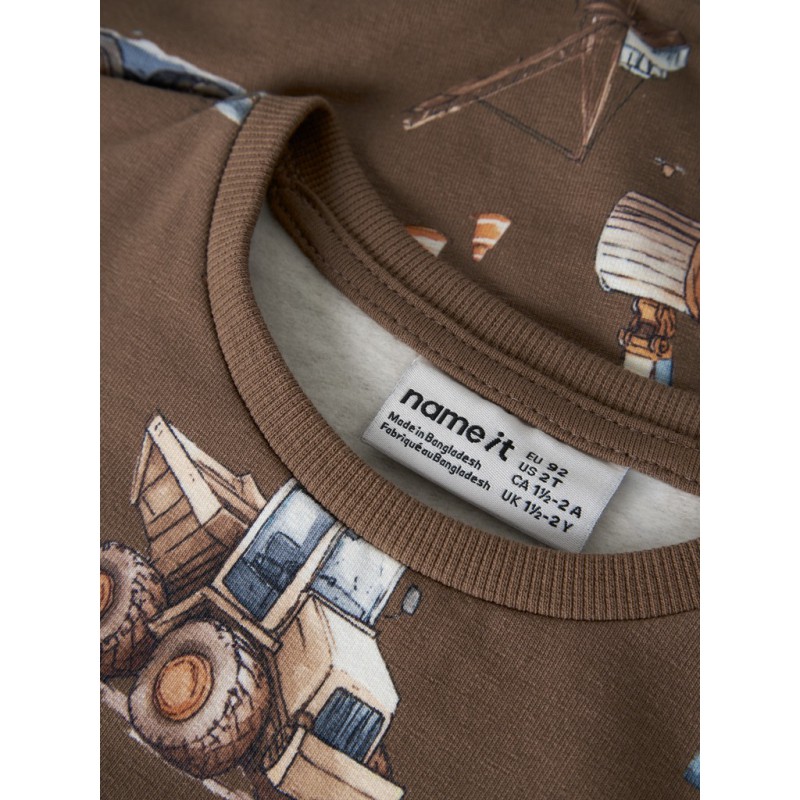 NAME IT MINI Nelson langærmet sweatshirt - Brown Lentil
