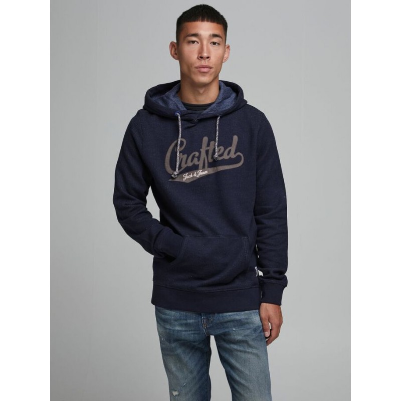 JACK & JONES STRUCTURE APPLICATION SWEAT HOOD L/S- BLACK