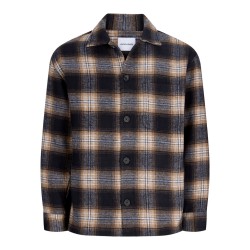 JACK & JONES PLUS Soho ollie langærmet overshirt - Navy Blazer / CHECK